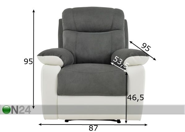 Кожаное кресло с механизмом подножки Caresse размеры