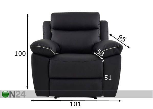 Кожаное кресло с механизмом подножки Mourouvin размеры