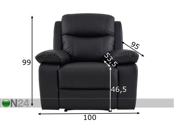Кожаное кресло с механизмом подножки Trevise размеры