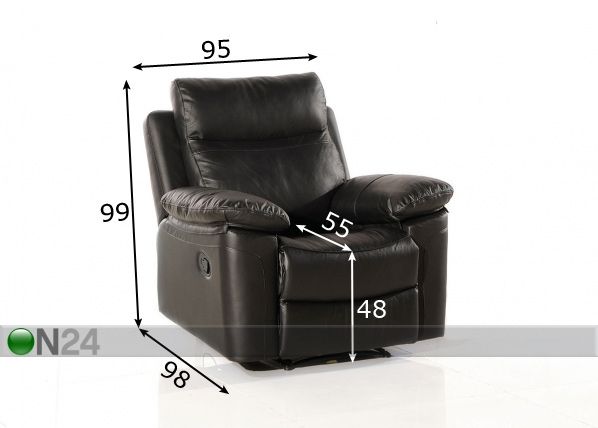 Кожаное кресло с механизмом подножки Uruguay размеры