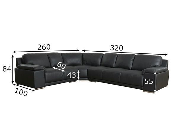 Кожаный угловой диван Sophia размеры