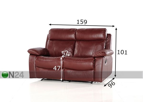 Кожаный 2-местный диван с механизмом подножки Equador размеры