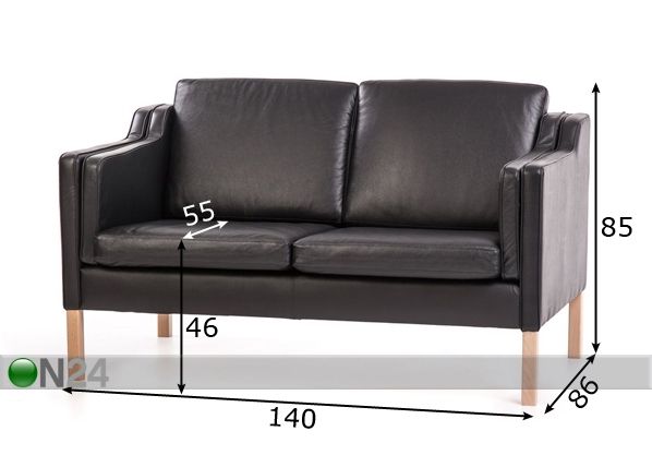 Кожаный 2-местный диван Eco размеры