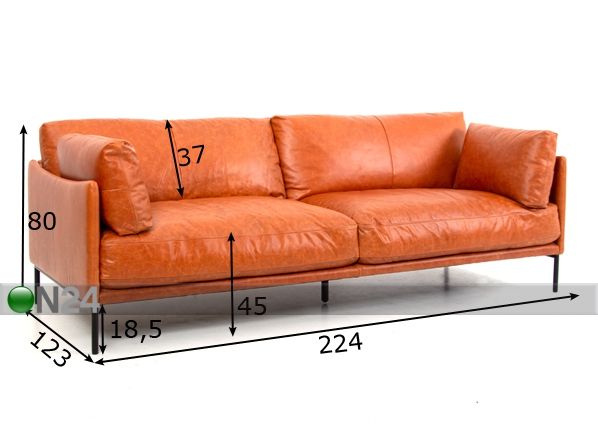 Кожаный 3-местный диван размеры
