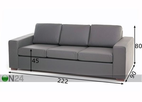 Кожаный 3-местный диван Chicago размеры