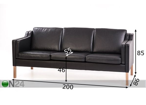 Кожаный 3-местный диван Eco размеры