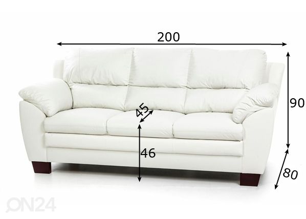 Кожаный 3-местный диван Emma размеры