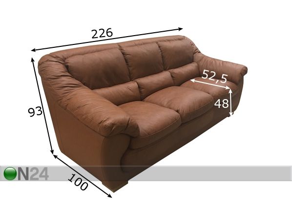 Кожаный 3-местный диван Gotland размеры