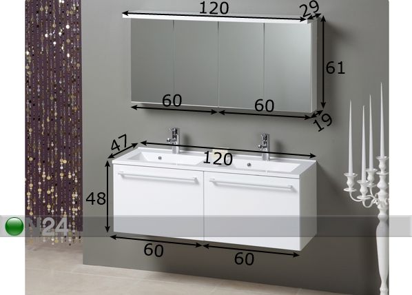 Комплект в ванную комнату Willingen 120 cm размеры