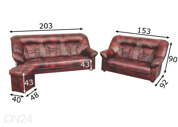 Комплект диванов 3+2+пуф размеры
