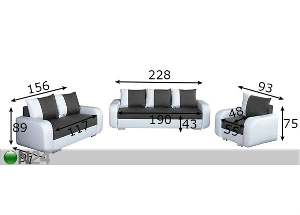 Комплект диванов 3+2+1 размеры