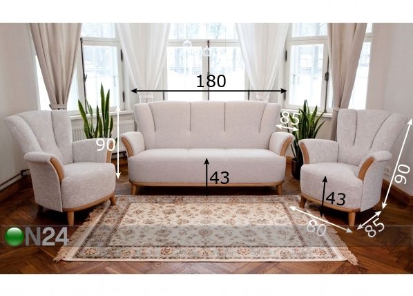 Комплект диванов Amalia 3+1+1 размеры