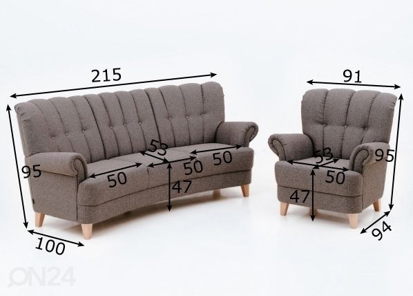 Комплект диванов Lisa размеры