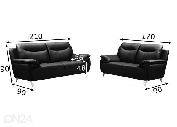 Комплект диванов Michelle 2+3 размеры