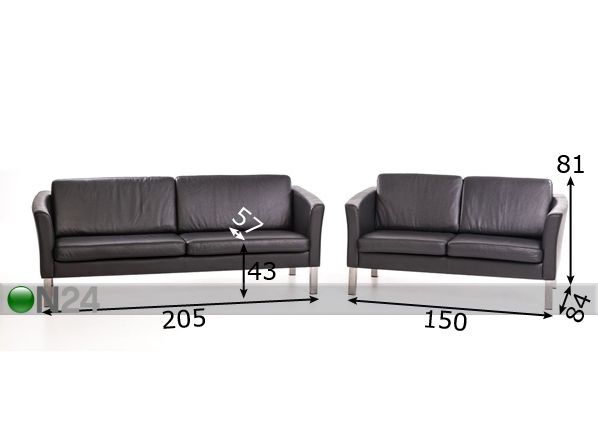 Комплект кожаных диванов Boss 3+2 размеры