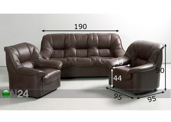 Комплект кожаных диванов Boston 3+1+1 размеры
