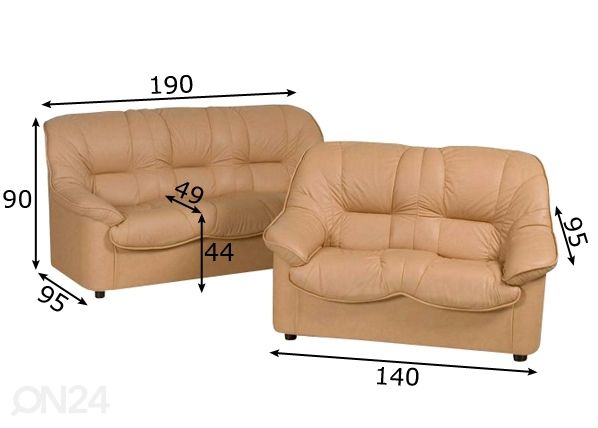 Комплект кожаных диванов Boston 3+2 размеры