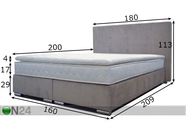 Комплект кровати Continental 160x200 cm размеры