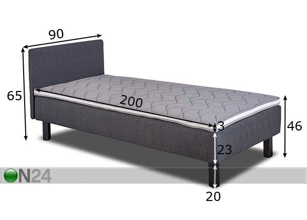 Комплект кровати Hypnos Apollo 90x200 cm размеры
