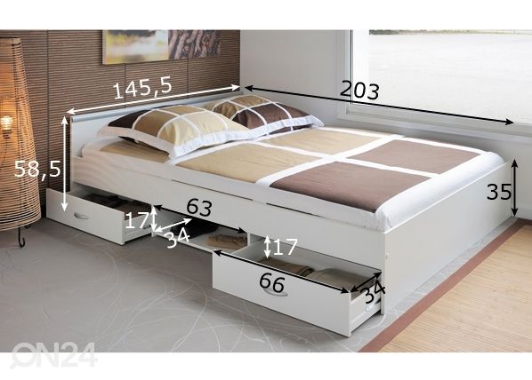 Комплект кровати Nashville 140x200 cm размеры