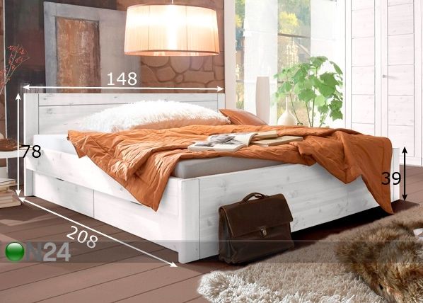 Комплект кровати Rauna 140x200 см размеры