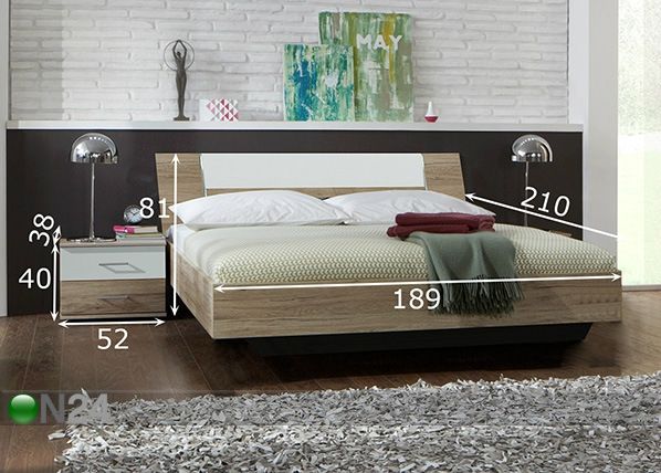 Комплект спальной комнаты Dora 180x200 cm размеры
