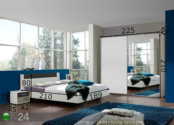 Комплект спальной комнаты Ilona 180x200 cm размеры