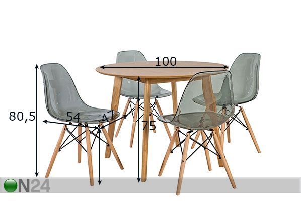 Комплект стол + 4 стула Leon размеры