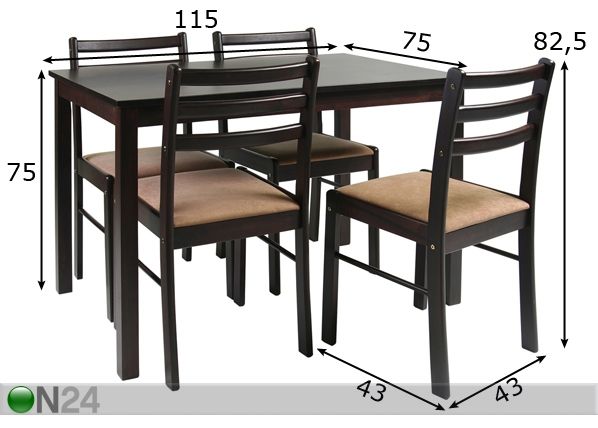 Комплект стол + 4 стула New Starter размеры