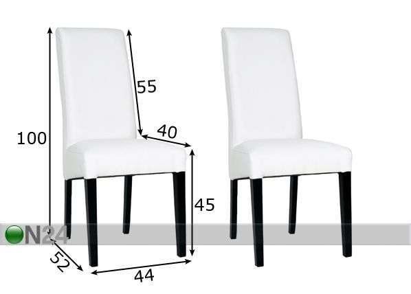 Комплект стульев Adria, 2 шт размеры