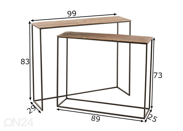 Консольные столы Cobre, 2 шт размеры