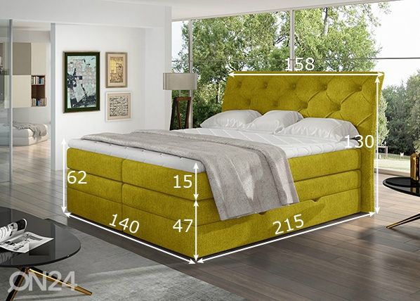 Континентальная кровать с ящиком Mirabel 140x200 cm размеры