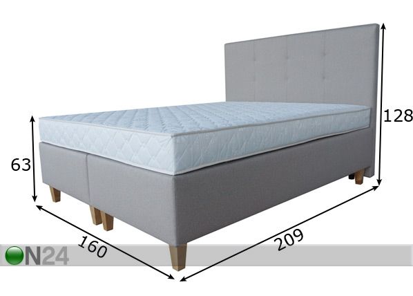 Континентальная кровать Continental + наматрасник PPU 160x200 cm размеры
