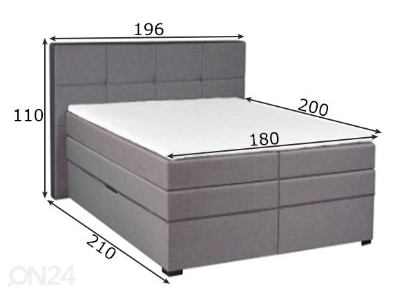 Континентальная кровать Tennessee Storage 180x200 см размеры