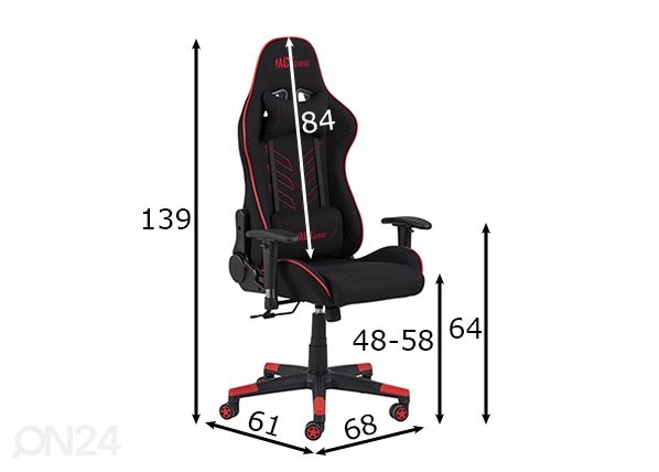 Кресло геймерское Alpha размеры