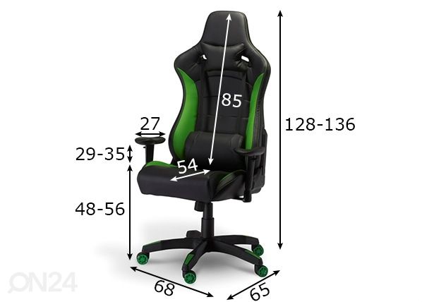 Кресло геймерское Gaming de Luxe, чёрный/зелёный размеры