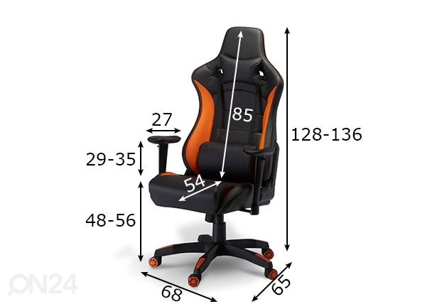 Кресло геймерское Gaming de Luxe, чёрный/оранжевый размеры