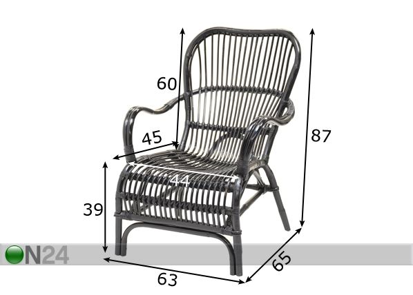Кресло из ротанга Kayla размеры