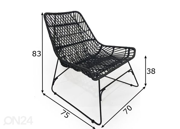 Кресло из ротанга Saranno размеры