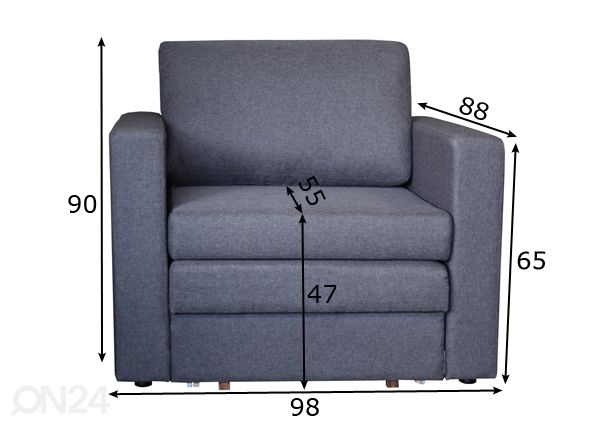 Кресло-кровать Liisa размеры