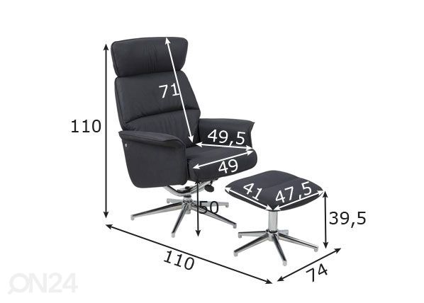Кресло + пуф Alura размеры