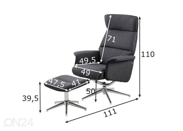 Кресло + пуф Berke размеры