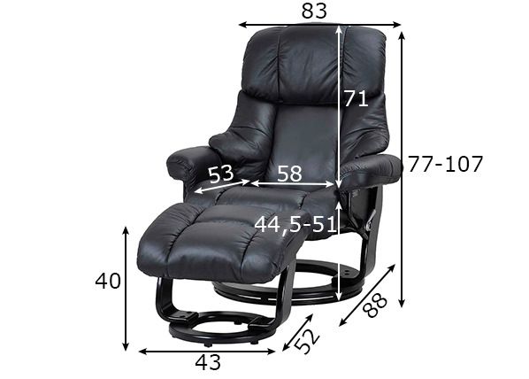 Кресло + пуф Crown размеры