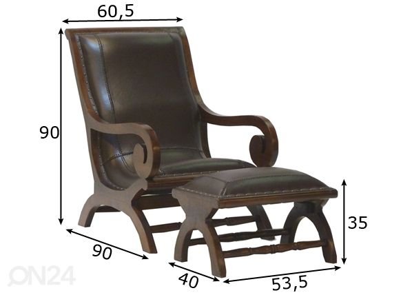 Кресло+пуф Lazy размеры