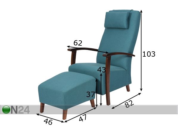 Кресло + пуф Lotta размеры