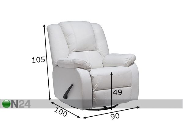 Кресло с механизмом подножки Boston, белый размеры
