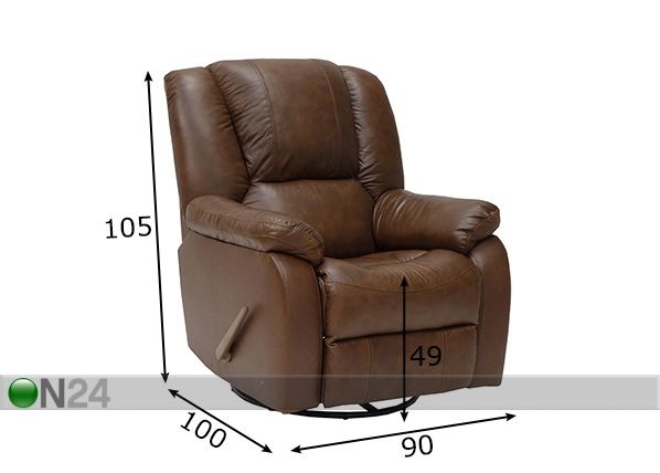 Кресло с механизмом подножки Boston, коричневый размеры