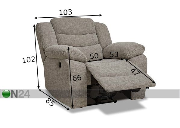 Кресло с механизмом подножки Grayson размеры