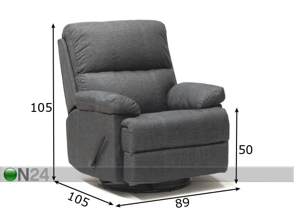 Кресло с механизмом подножки Havanna, серый размеры