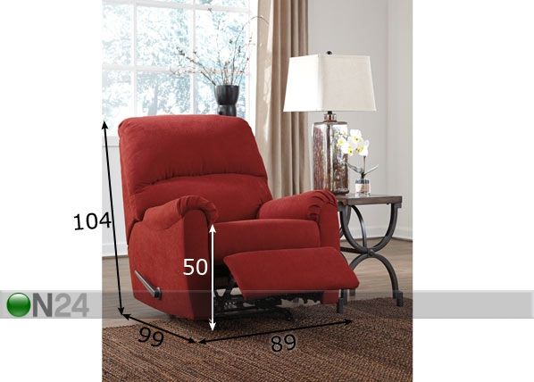 Кресло с Recliner механизмом подножки Zeth Crimson размеры